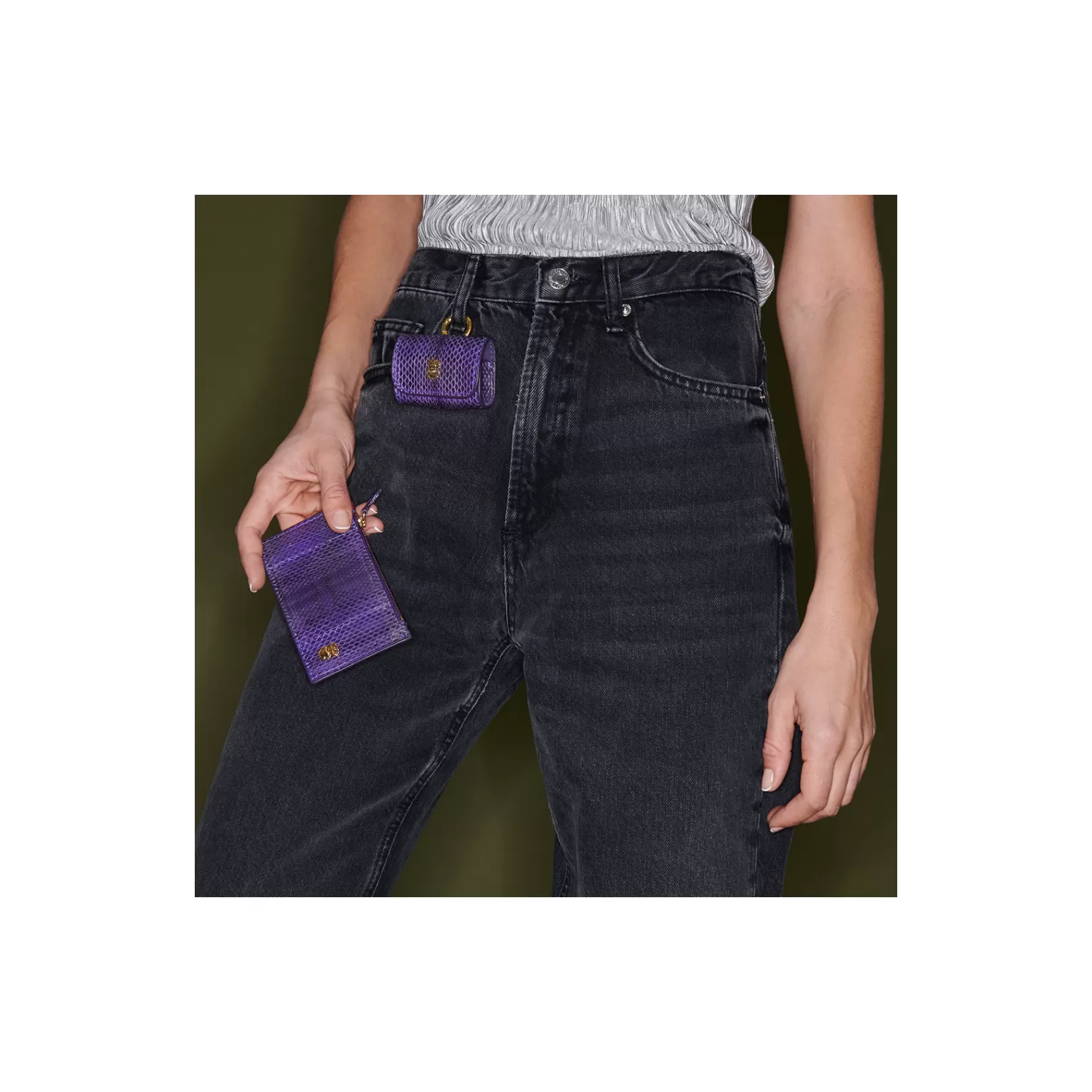 Claris Virot Bags-Helena Wallet Violet Watersnake