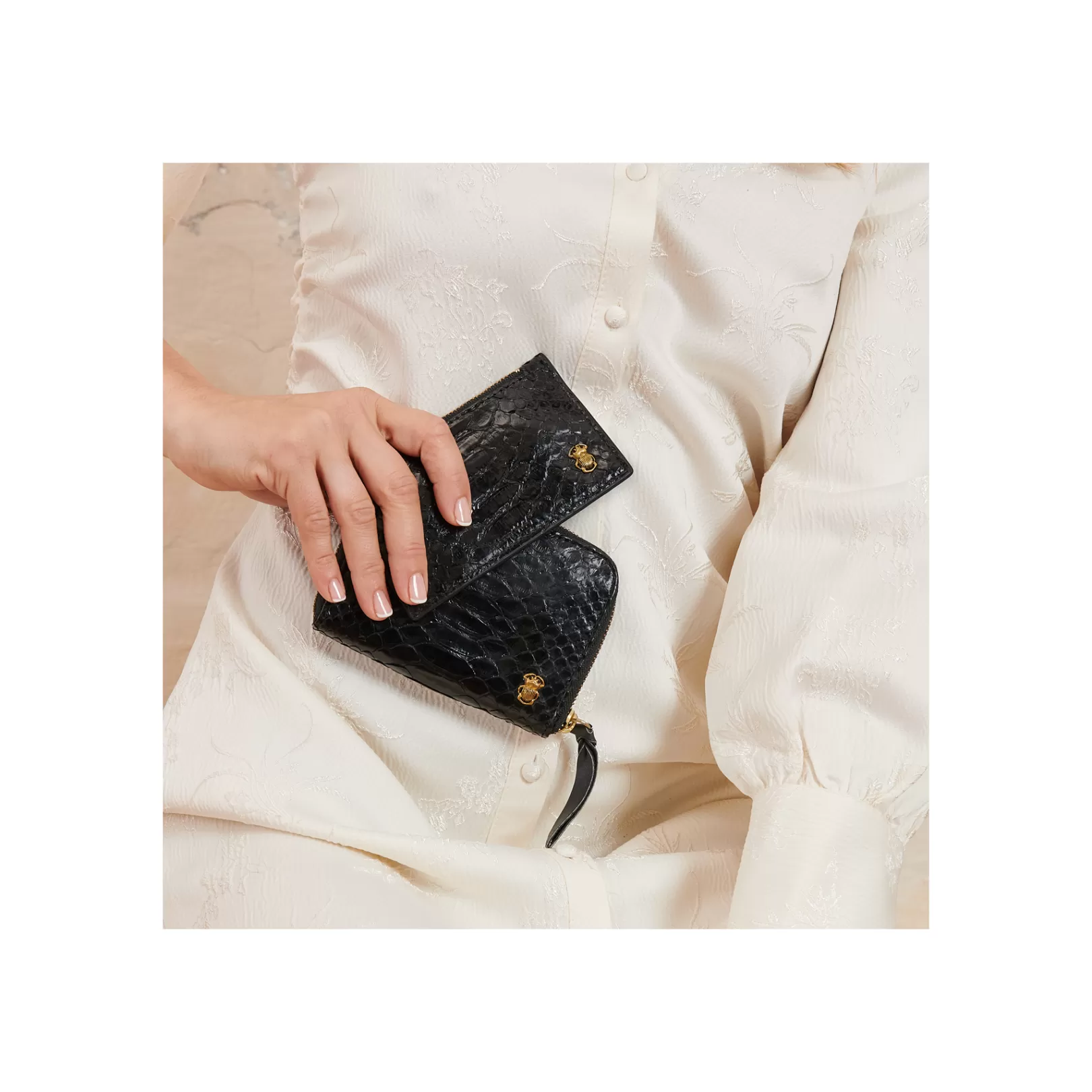 Claris Virot Bags-Helena Wallet Black Python