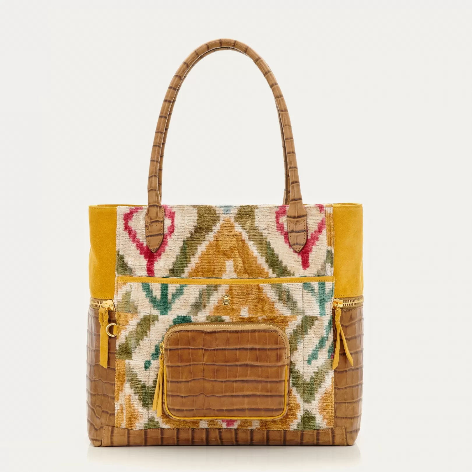 Claris Virot Bags-Hugo Bag Multicolor Losanges Leather And Velvet