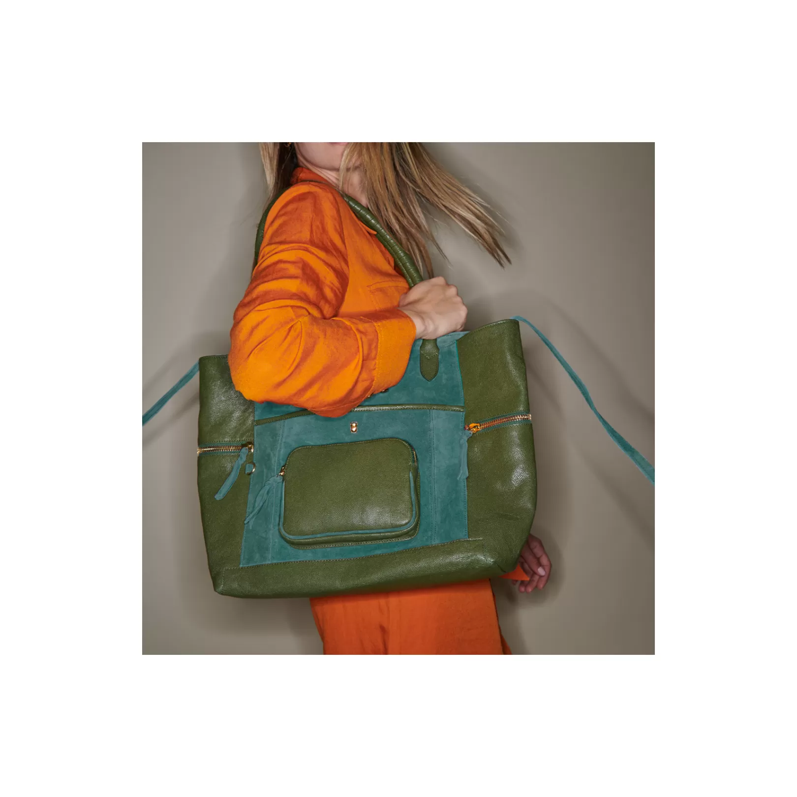 Claris Virot Bags-Hugo Bag Lime Leather And Velvet