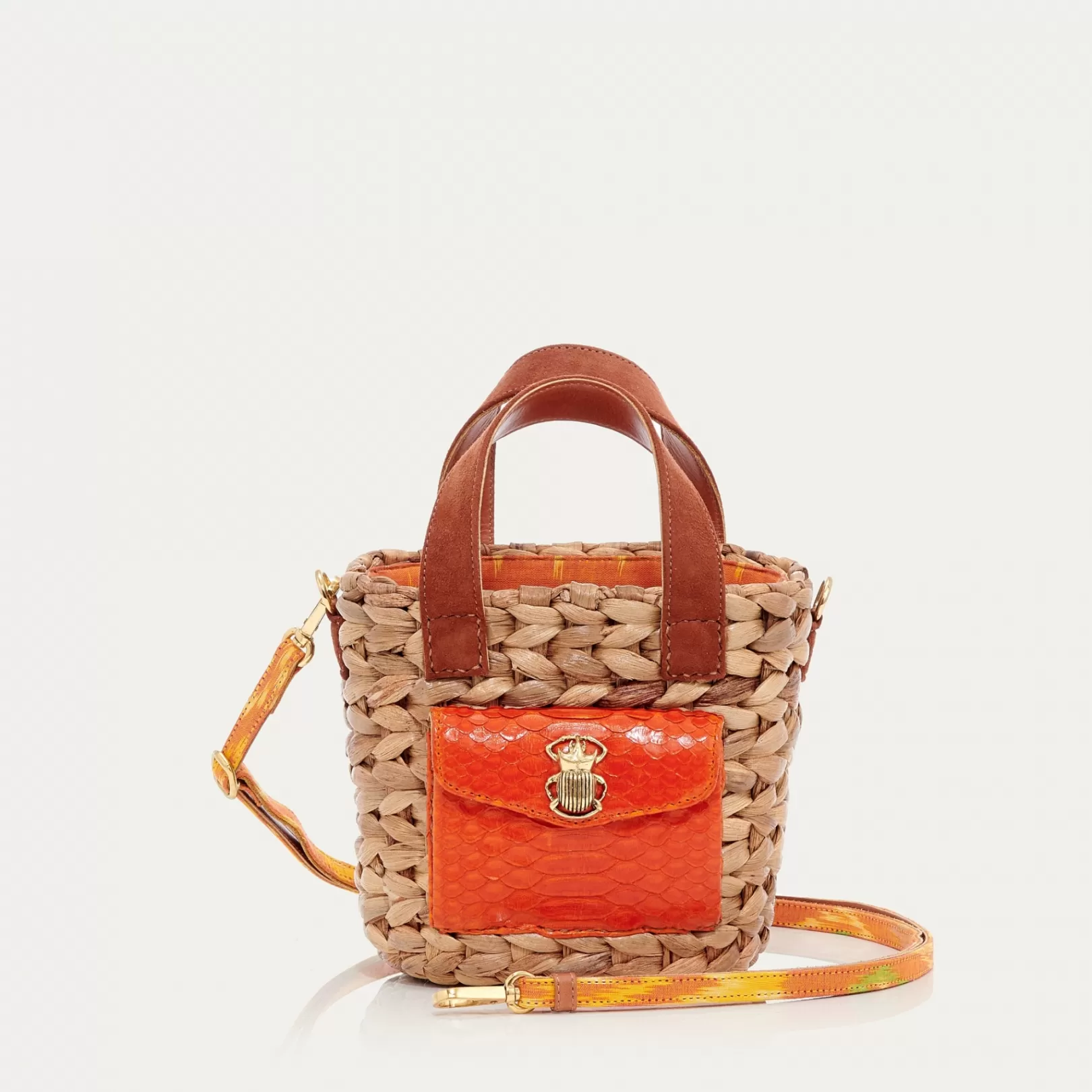 Claris Virot Bags-Joe Bag Orange Hyacinth Leaf