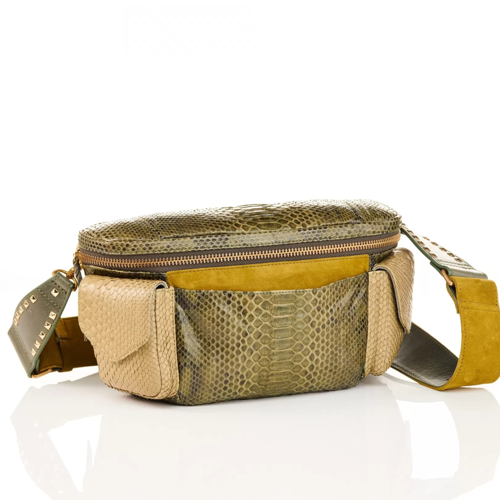 Claris Virot Bags-Jules Bag Kaki Python