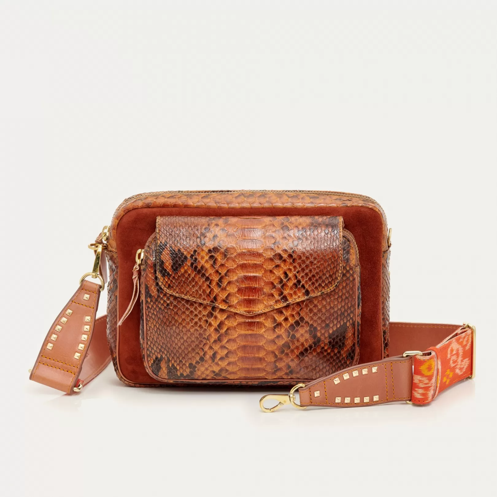 Claris Virot Bags-Jumbo Charly Bag Moka Python