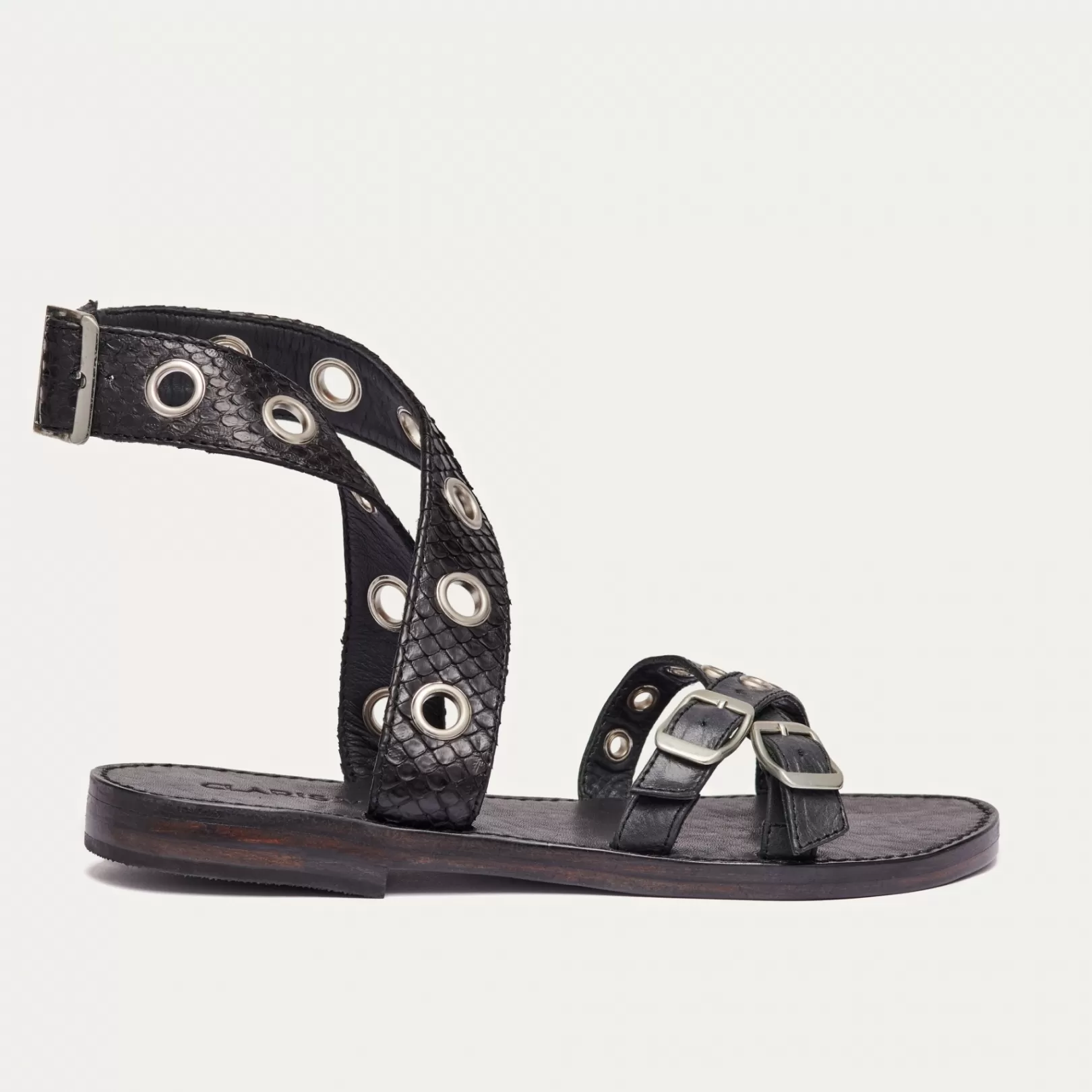 Claris Virot Laurette Sandals-Laurette Sandals Black Python