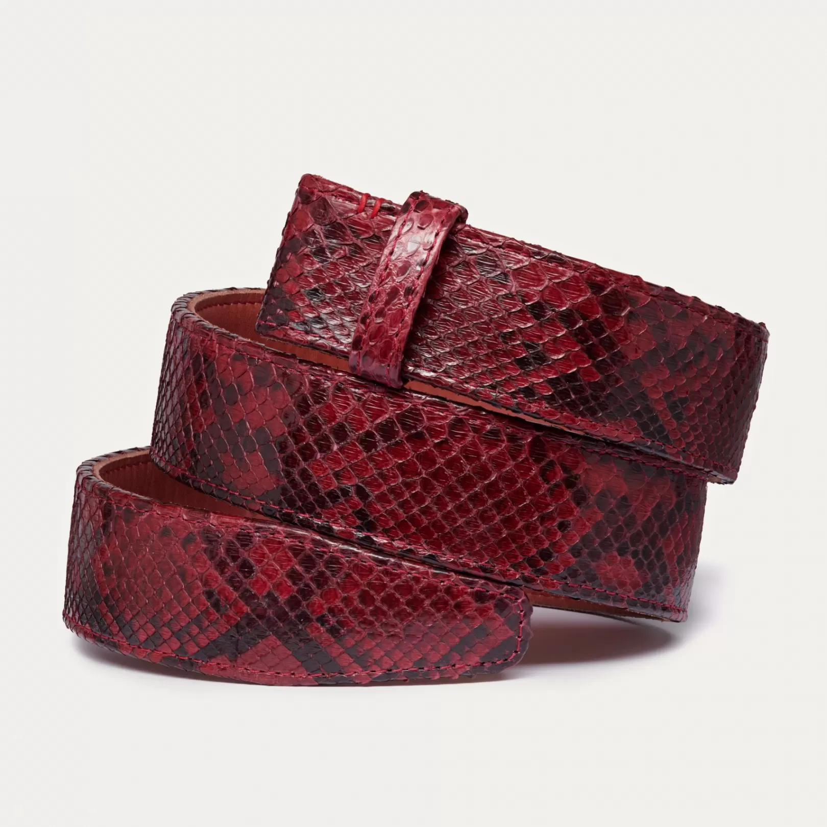 Claris Virot Leather Belt-Leather Belt Burgundy Python