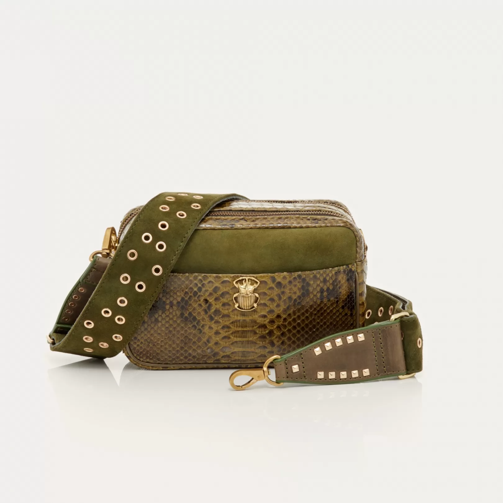 Claris Virot Bags-Lily Bag Kaki Python