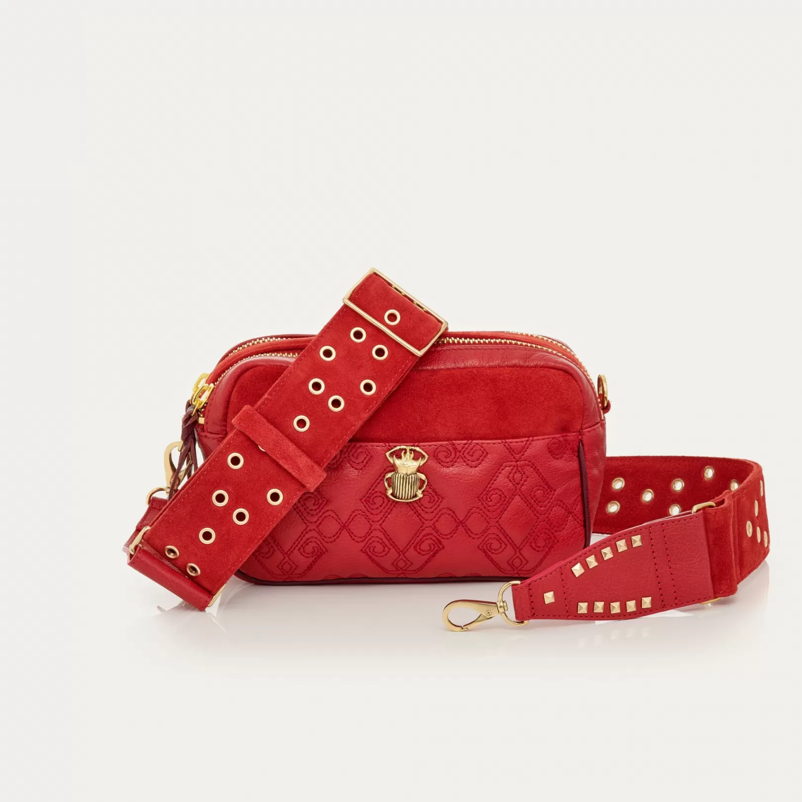 Claris Virot Bags-Lily Bag Vermilion Leather And Suede