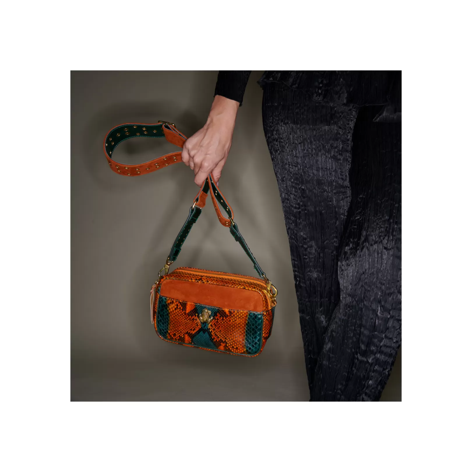 Claris Virot Bags-Lily Bag Orange Python