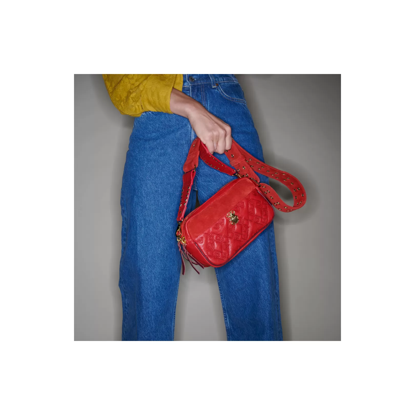 Claris Virot Bags-Lily Bag Vermilion Leather And Suede