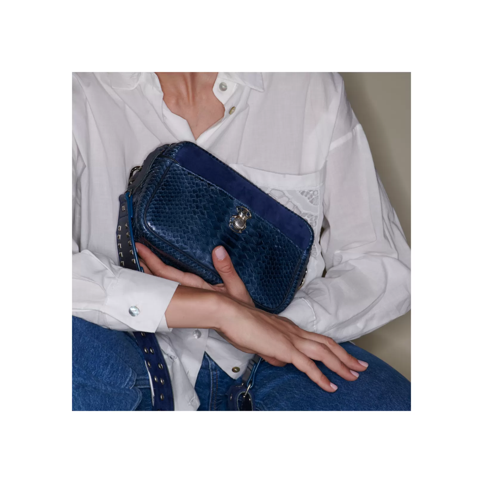 Claris Virot Bags-Lily Bag Navy Python