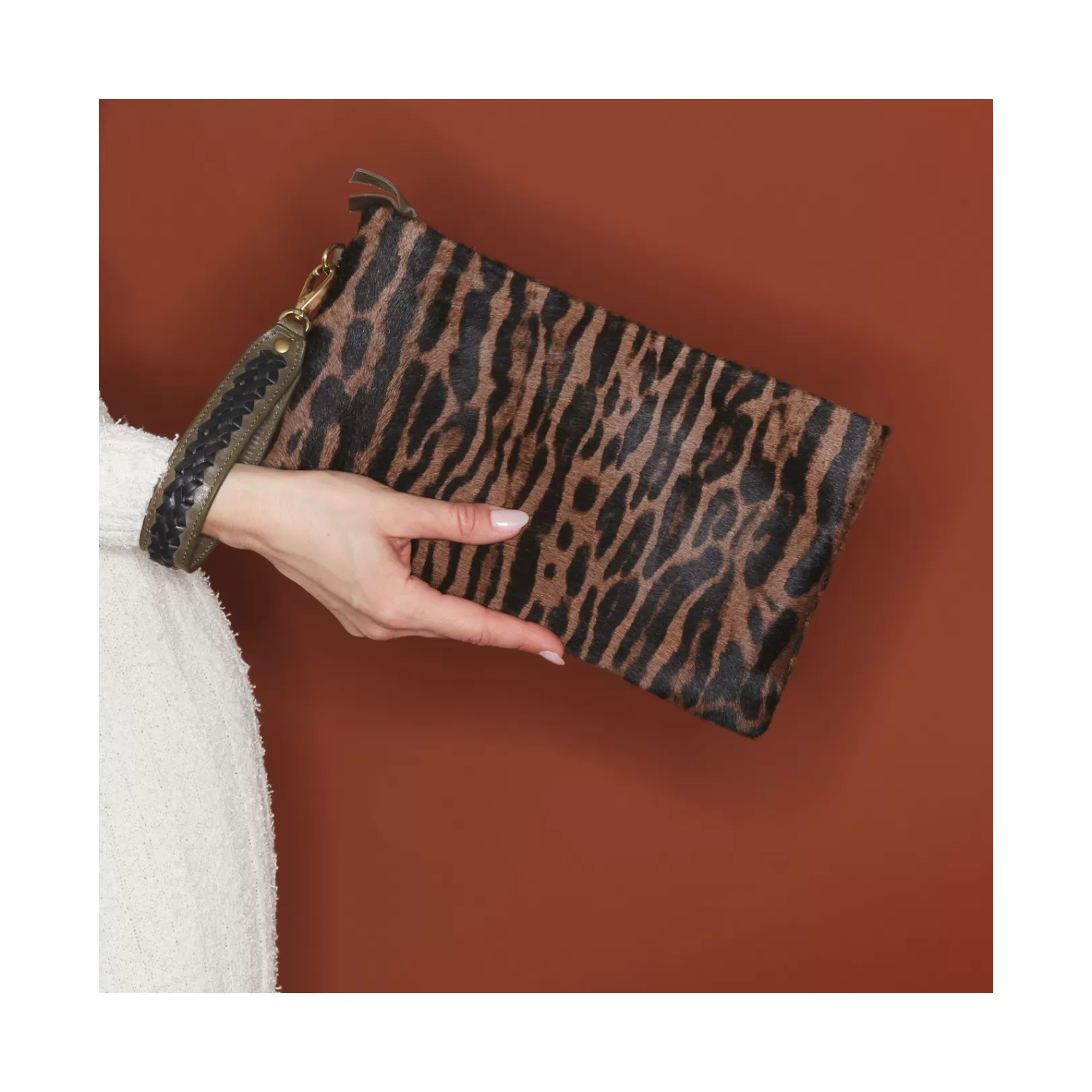 Claris Virot Bags-Lou Clutch Ocelot Leather