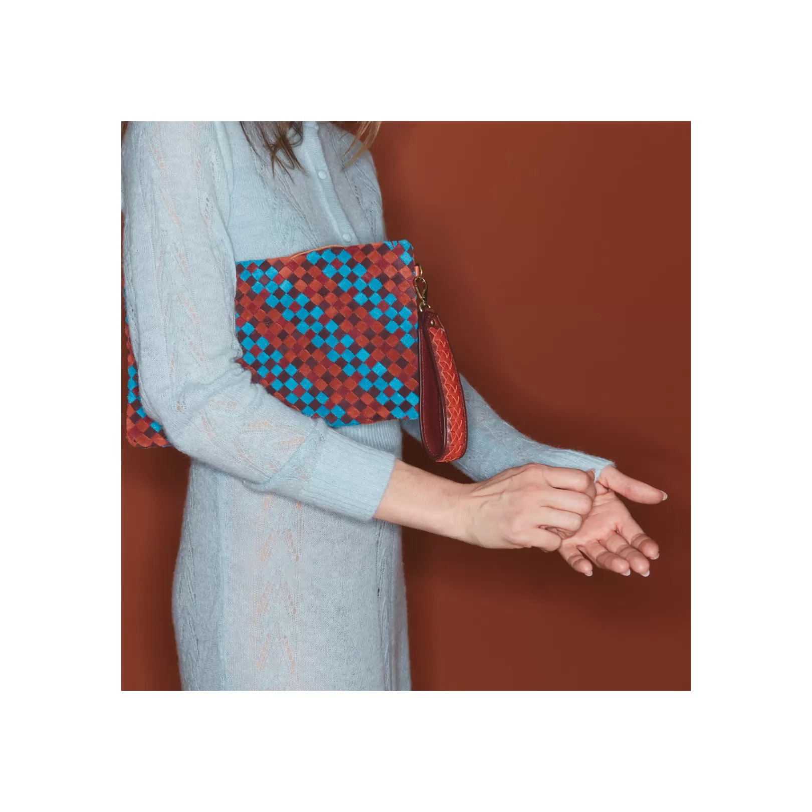 Claris Virot Bags-Lou Clutch Braided Tricolor Leathers