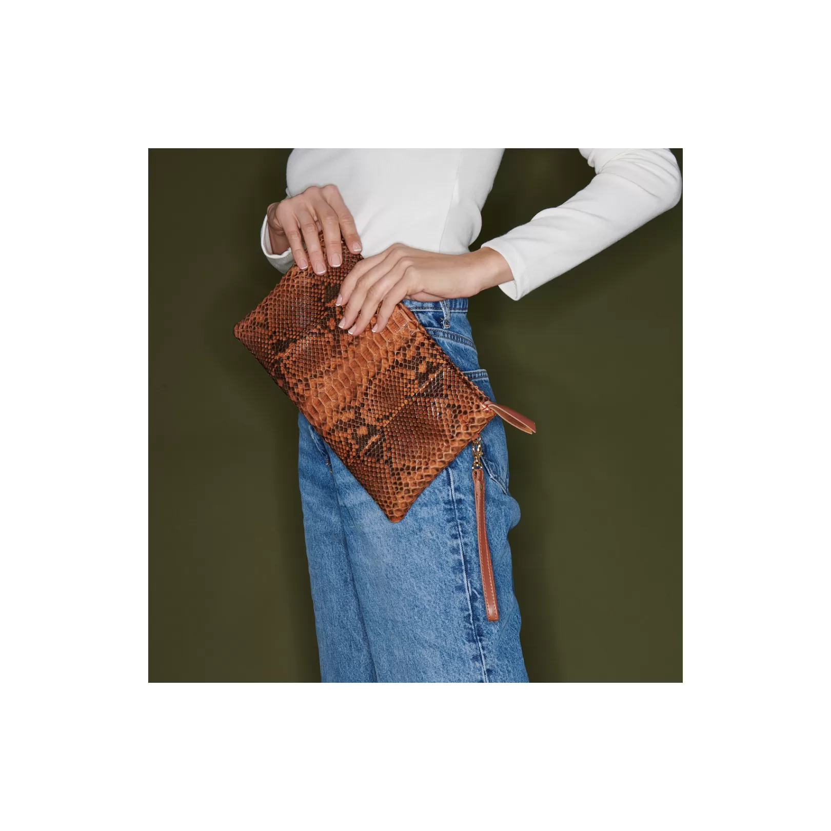 Claris Virot Bags-Lou Clutch Moka Python