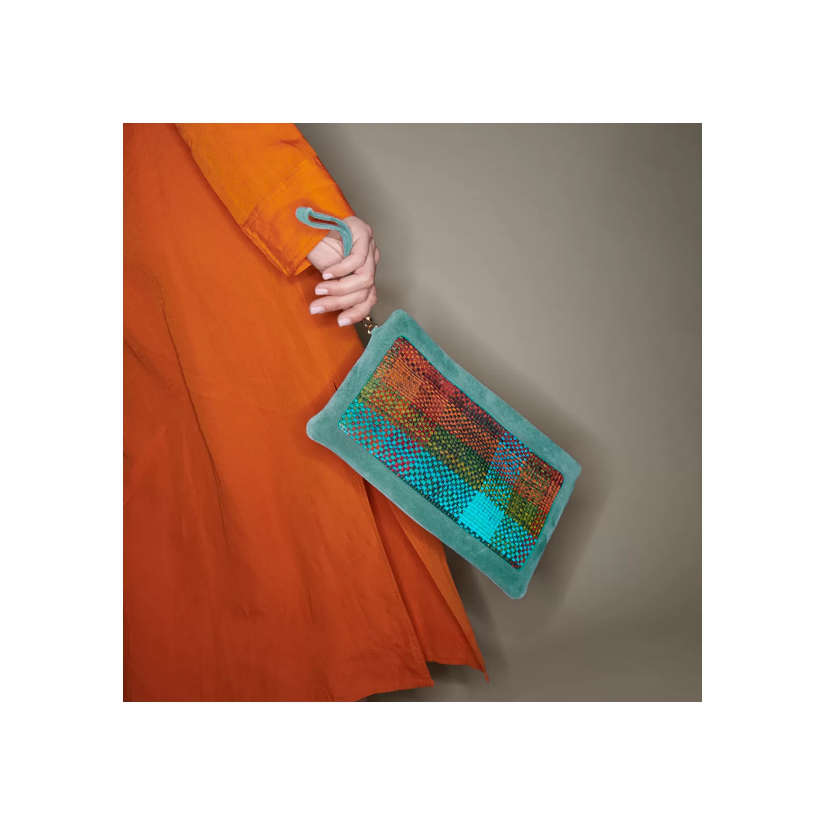 Claris Virot Bags-Lou Clutch Harlequin Leather