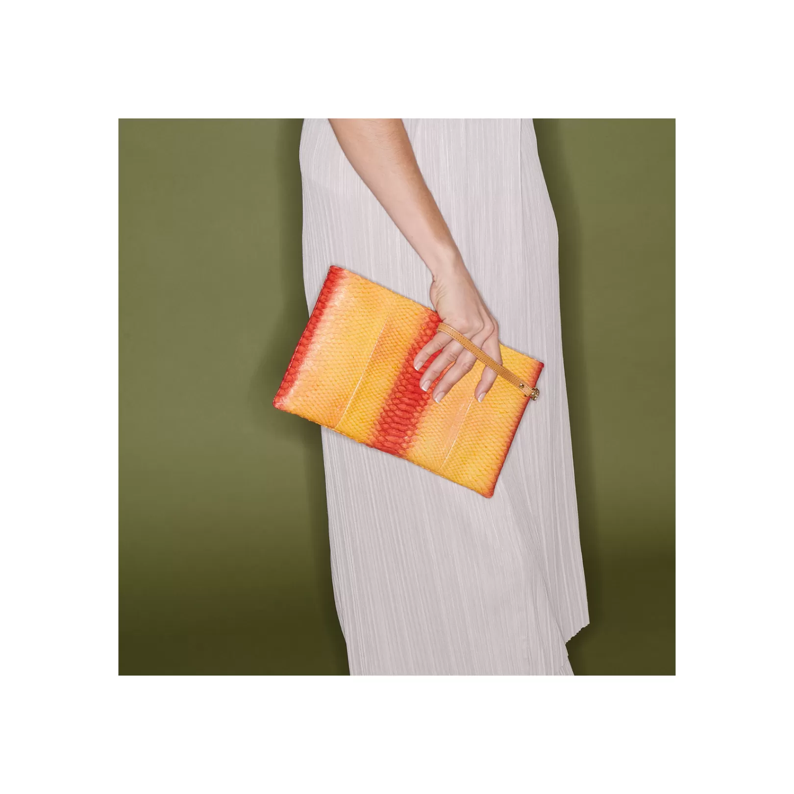 Claris Virot Bags-Lou Clutch Red Orange Tatsu Python