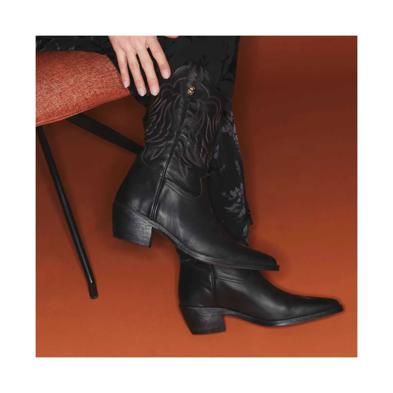 Claris Virot Lucienne Boots-Lucienne Boots Black Embroidered Leather