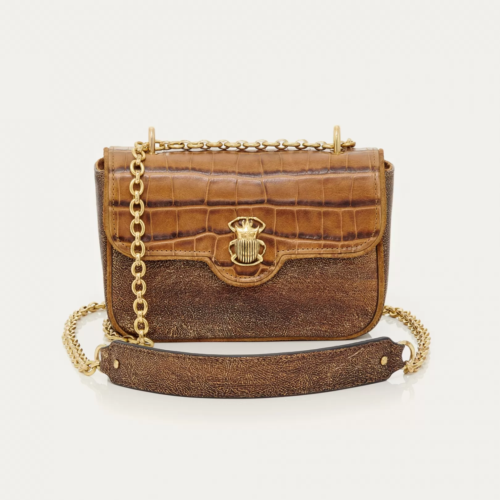 Claris Virot Bags-Mini Ava Bag Golden Brown Leather