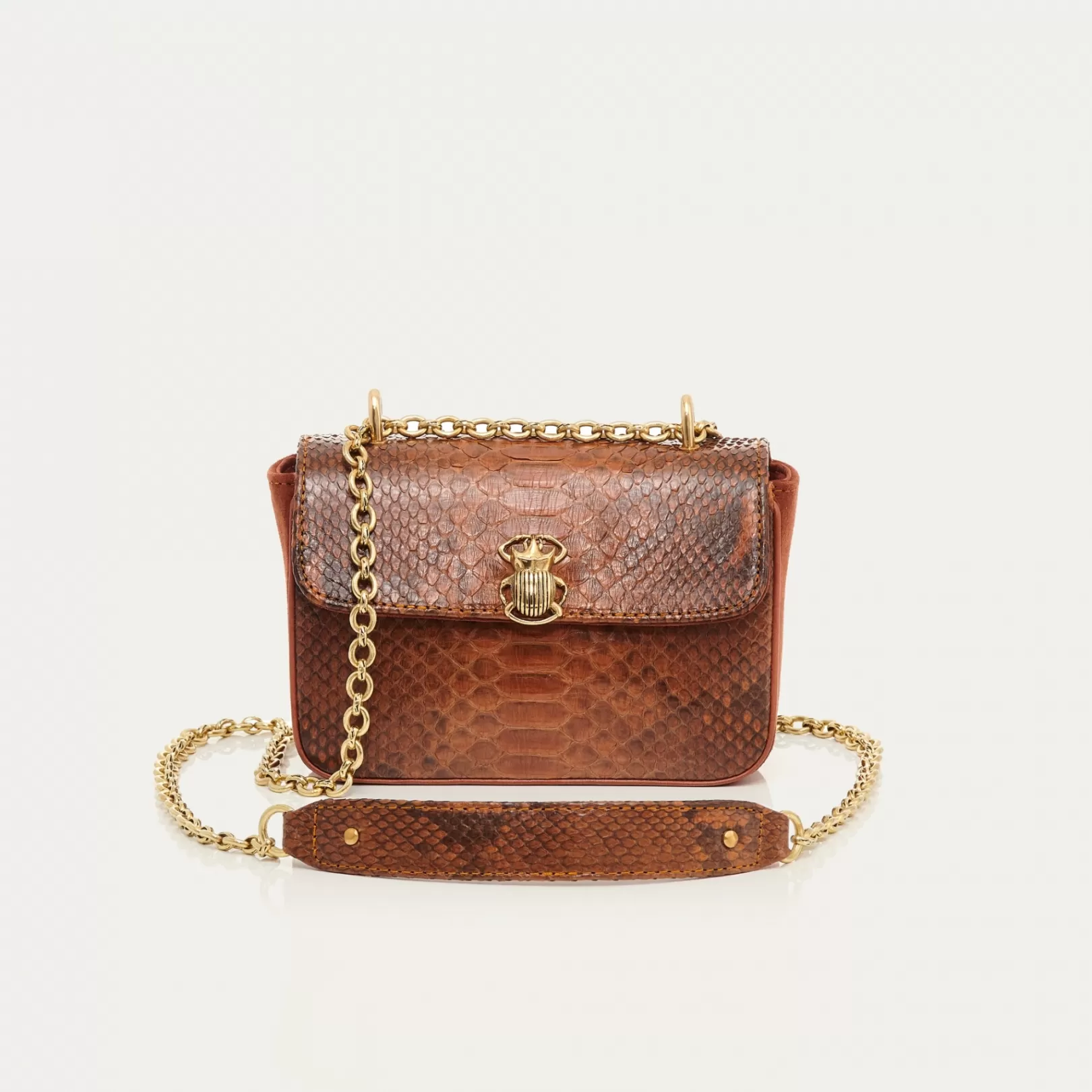 Claris Virot Bags-Mini Ava Bag Moka Python And Leather