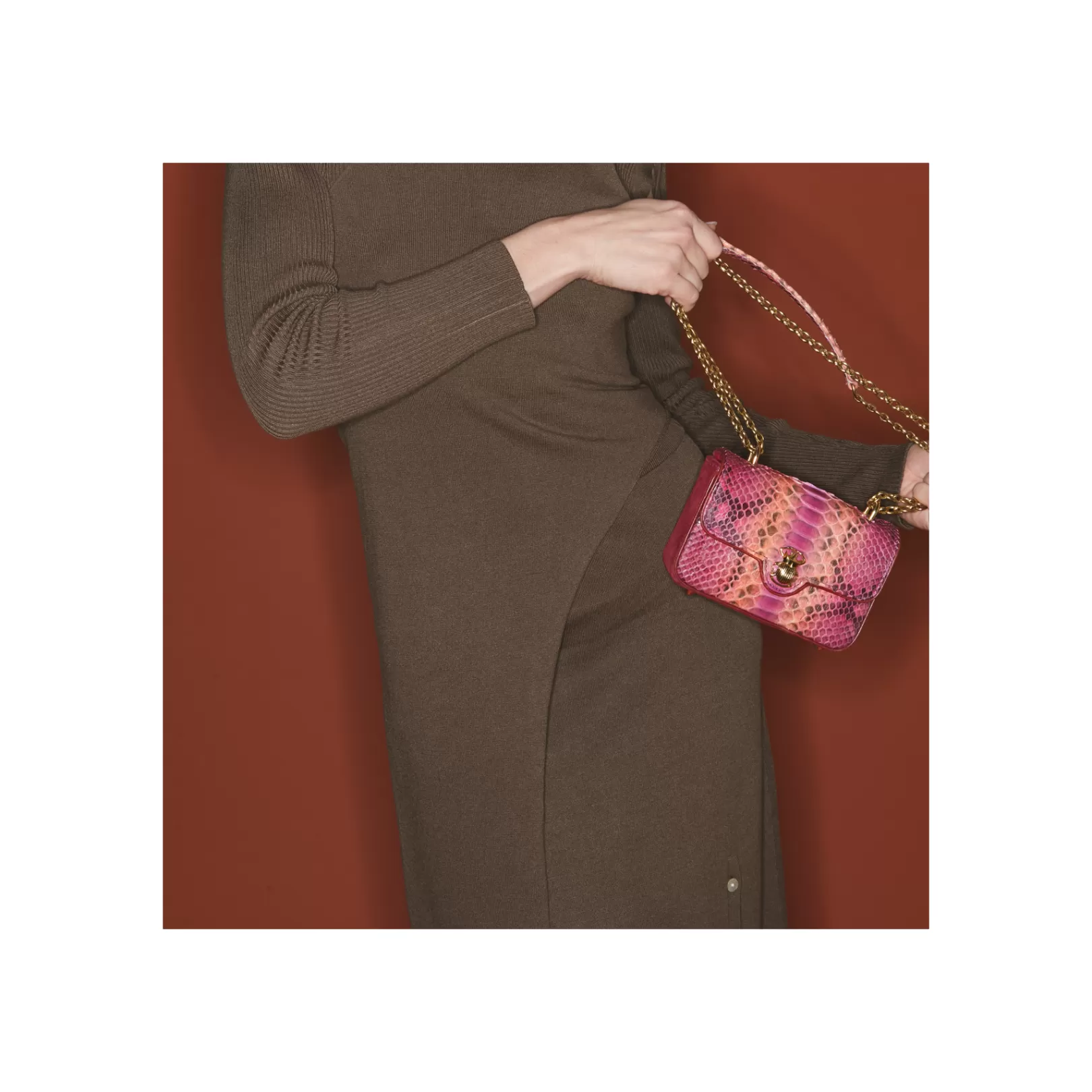 Claris Virot Bags-Mini Ava Bag Pink Burgundy Python