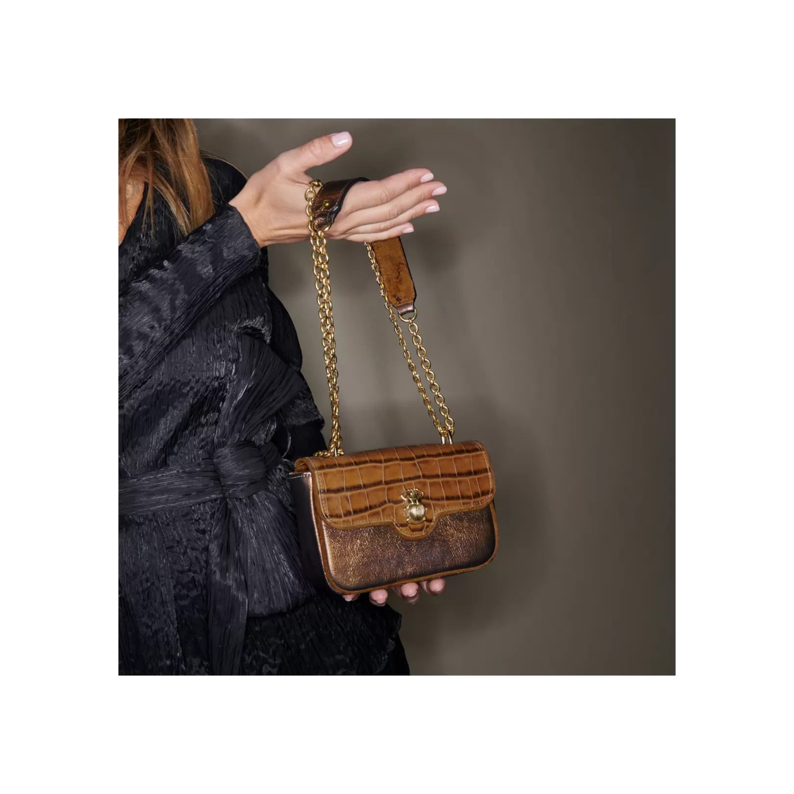 Claris Virot Bags-Mini Ava Bag Golden Brown Leather