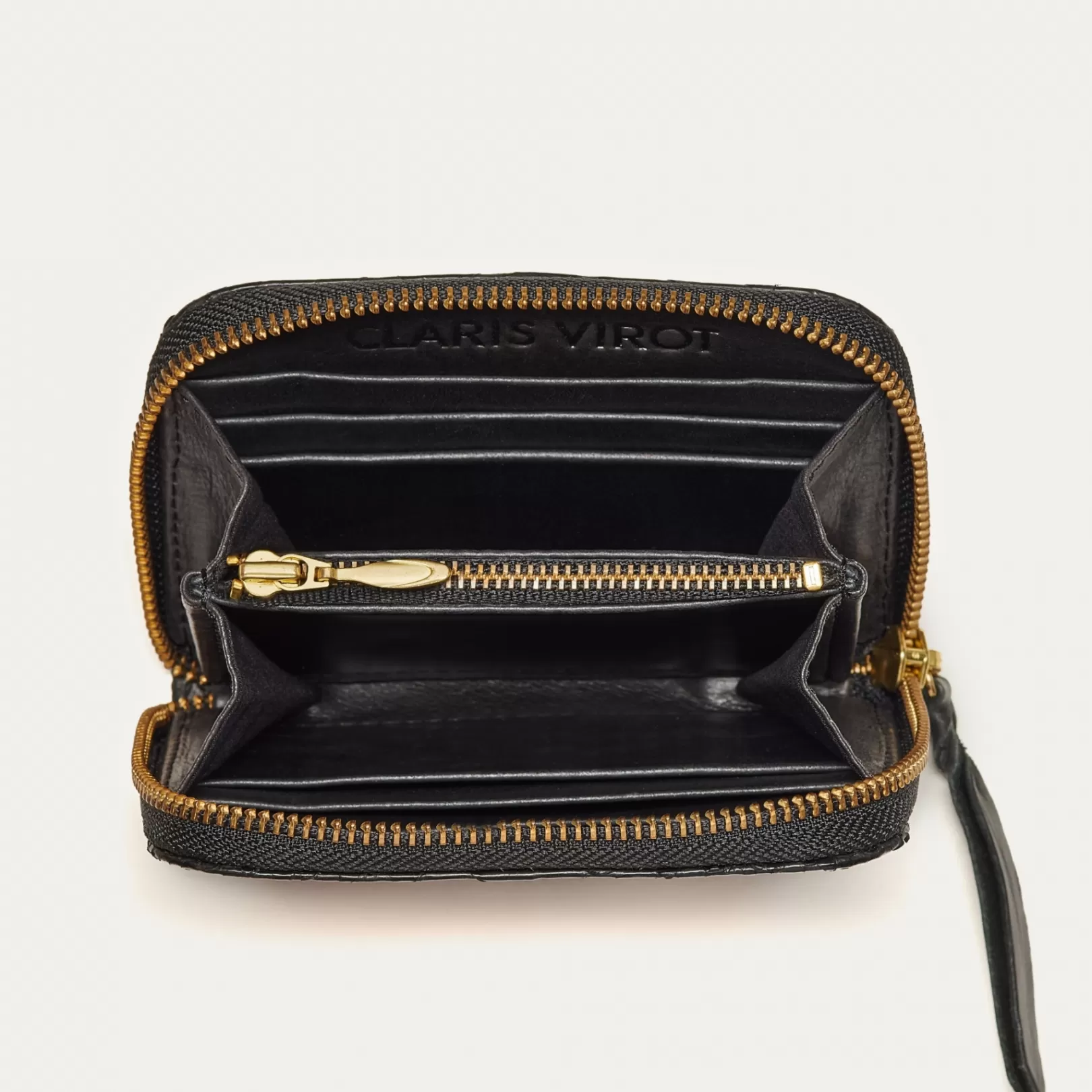 Claris Virot Bags-Mini Bob Wallet Black Python