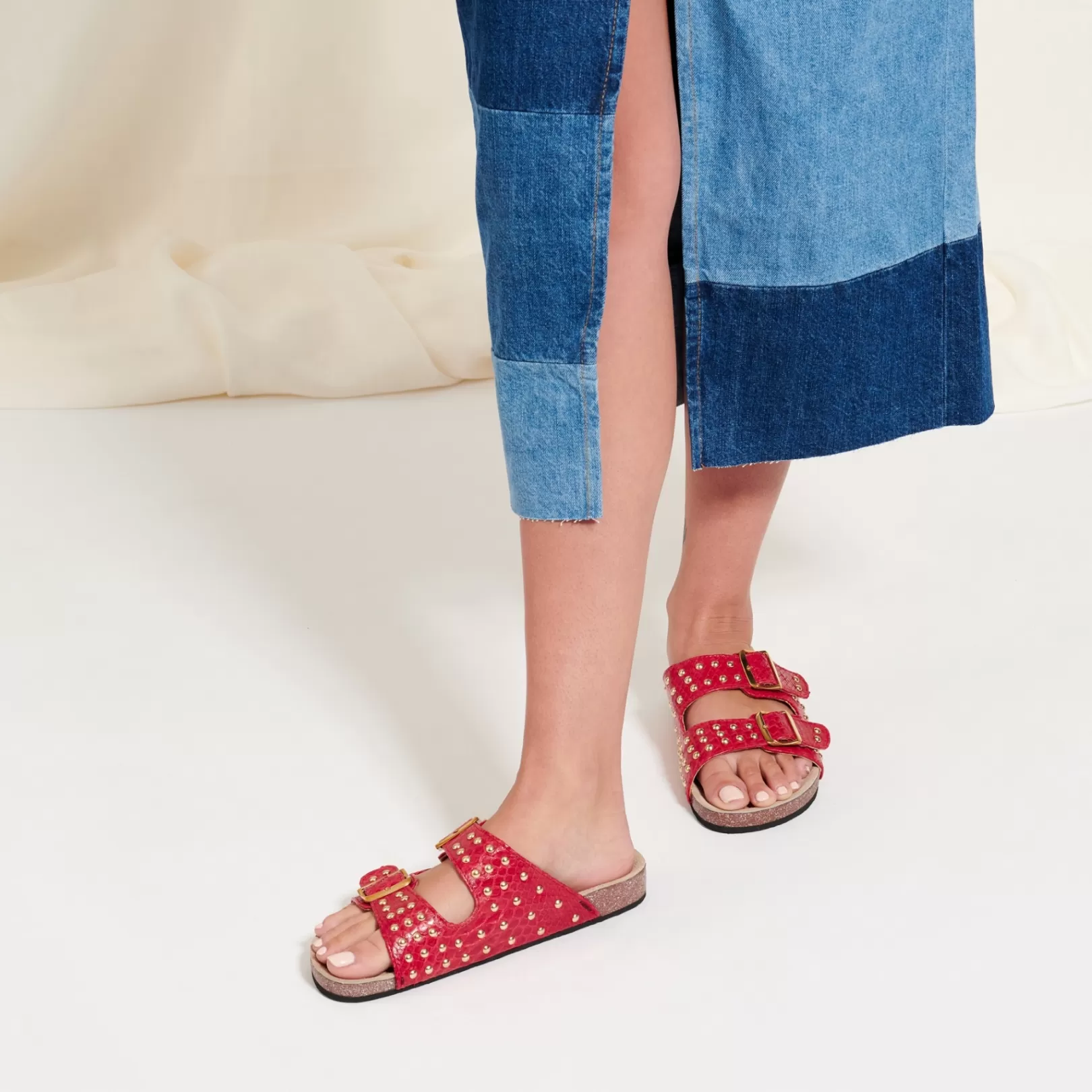 Claris Virot Odette Sandals-Odette Sandals Red Python