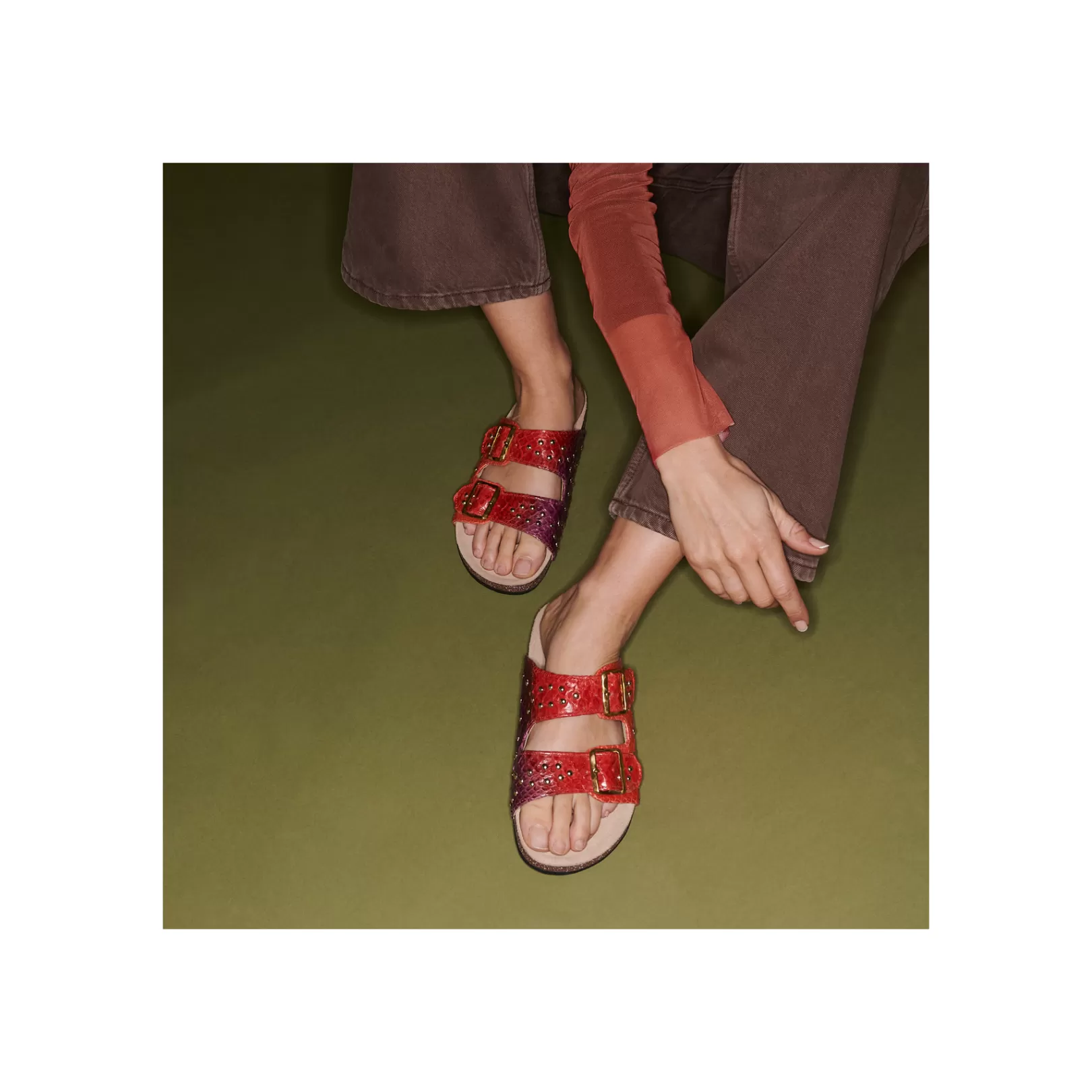 Claris Virot Odette Sandals-Odette Sandals Shaded Red Levant Python