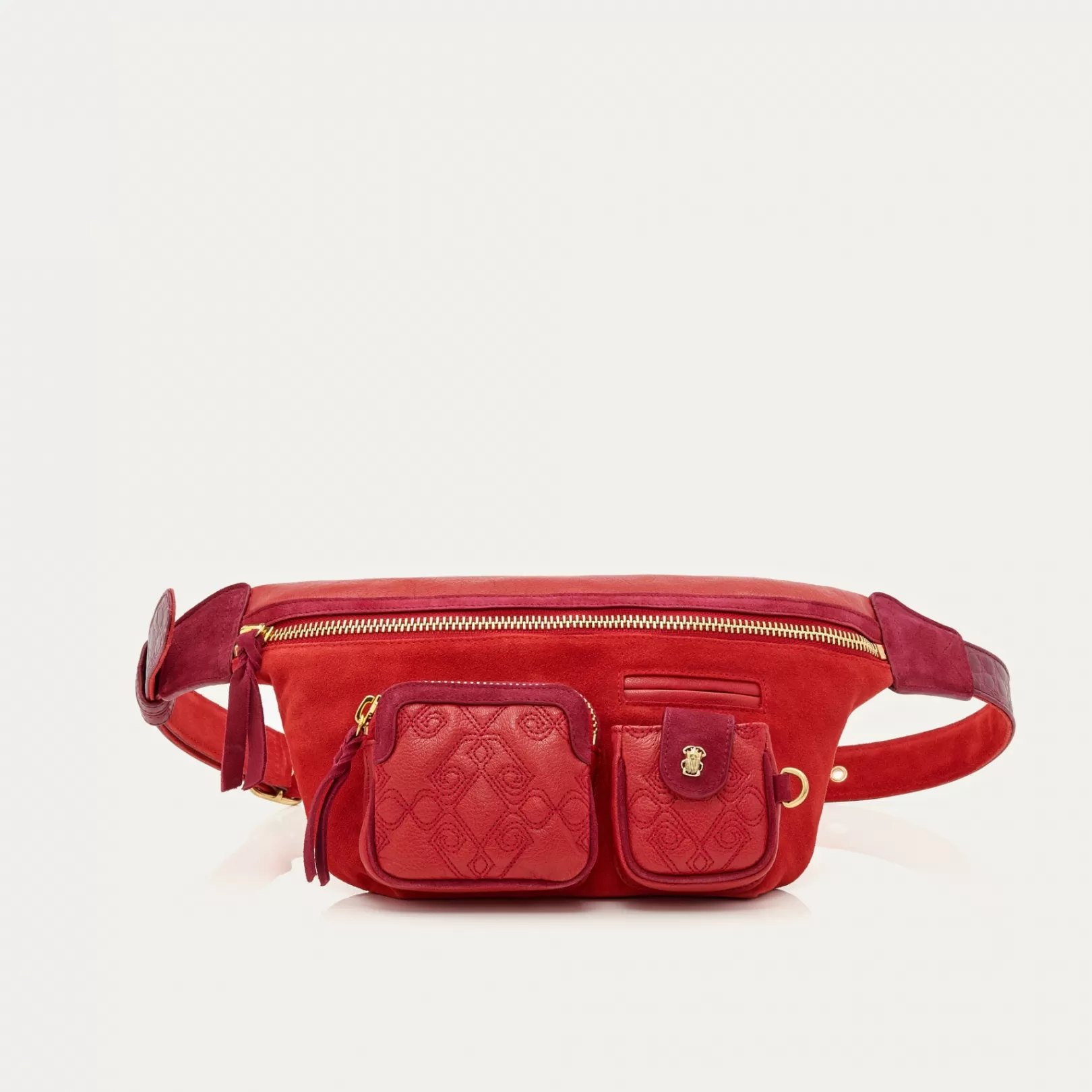 Claris Virot Bags-Romeo Bag Vermilion Leather And Suede