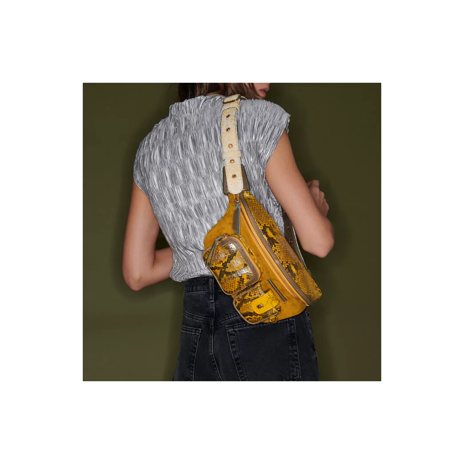 Claris Virot Bags-Romeo Bag Yellow Imperial Samurai Python