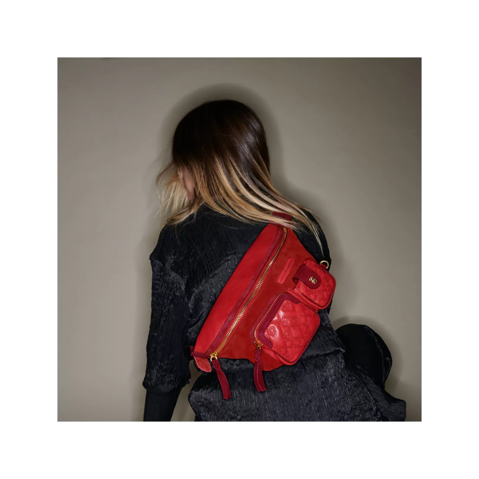 Claris Virot Bags-Romeo Bag Vermilion Leather And Suede