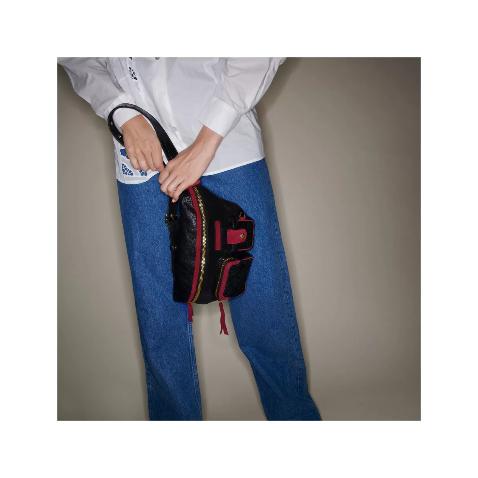 Claris Virot Bags-Romeo Bag Liquorice Leather And Suede