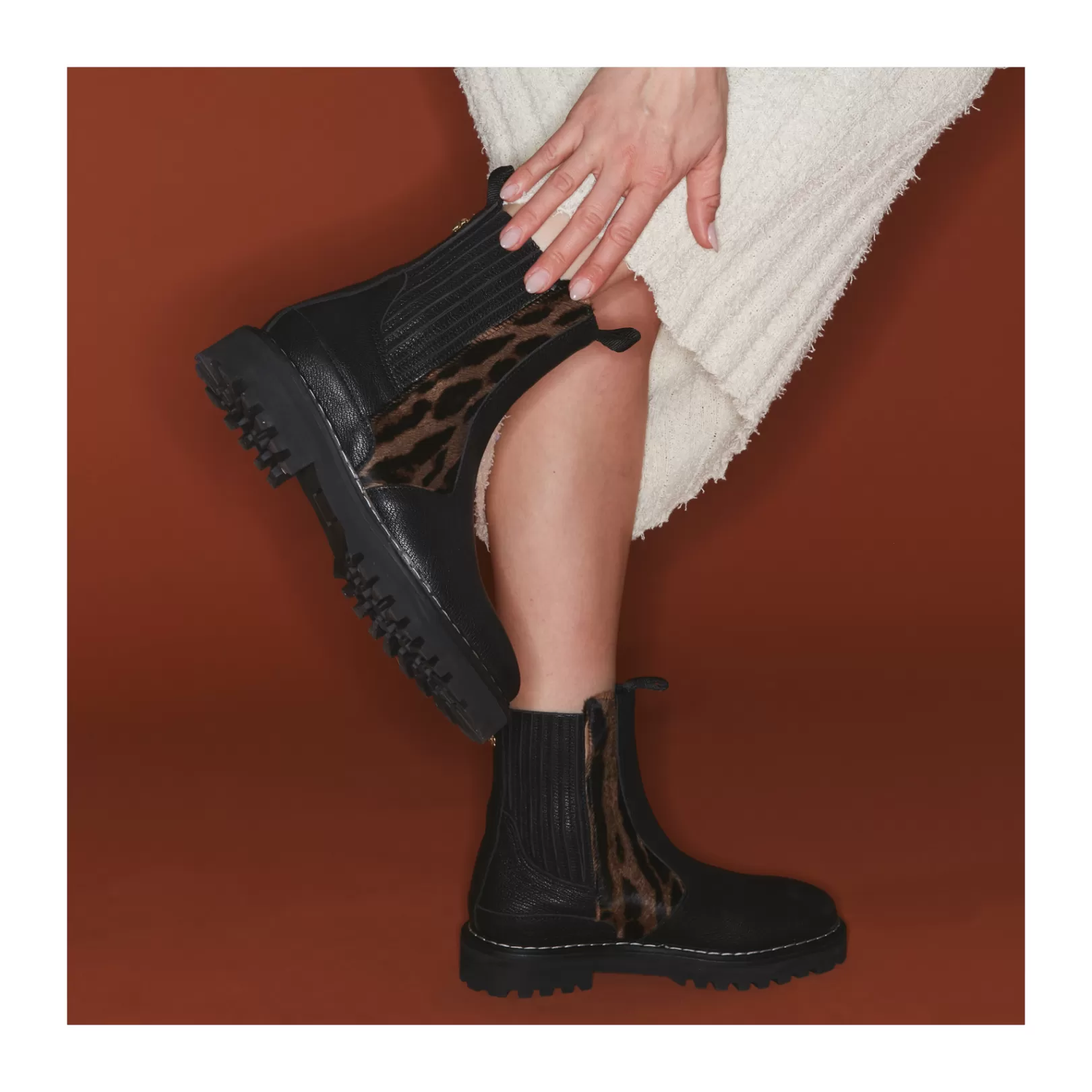 Claris Virot Ziggy Boots-Ziggy Boots Black And Ocelot Leather